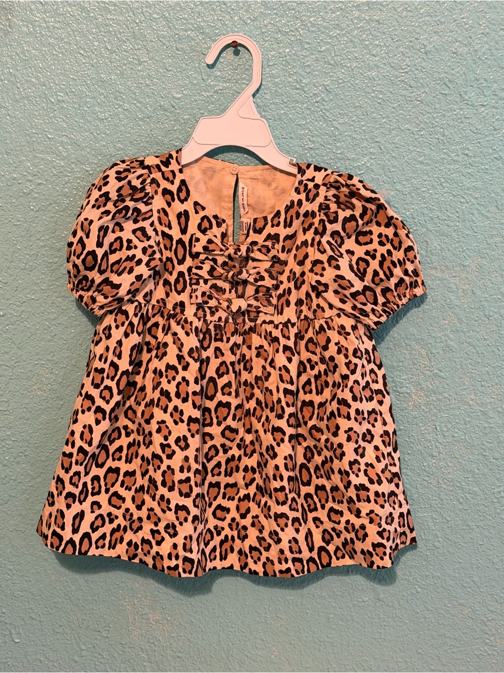 Janie and Jack Pink Leopard Print Puff Sleeve Blouse